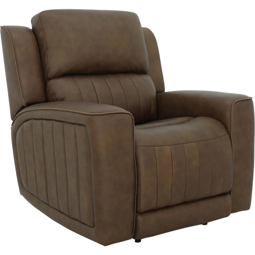 Pierce Zero Gravity Triple Power Recliner in Oasis Walnut Brown Top-Grain Leather